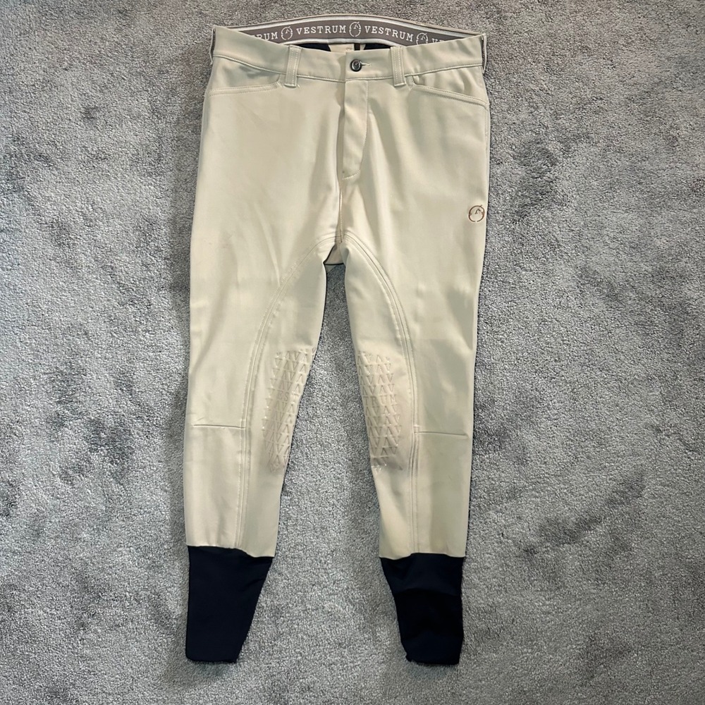 Vestrum Sidney V Grip Breeches Women 48IT Beige Equestrian Riding Pants 33x26
